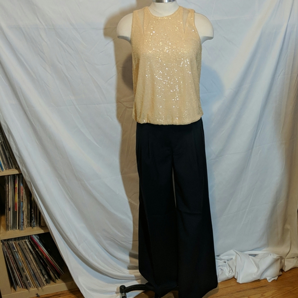 Magaschoni Navy stove pipe dress pants